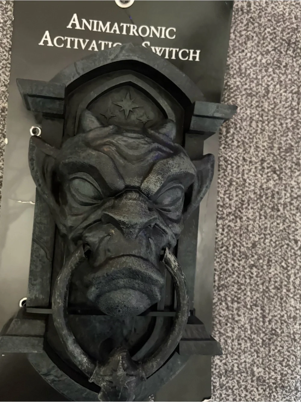Spirit Black Gargoyle Animatronic Activation Switch Door Knocker